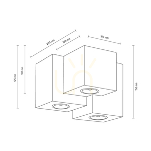 Wooddream Square mennyezeti lámpa, 3xGU10, Max. 6 W, nyírfa, 20 cm small 2