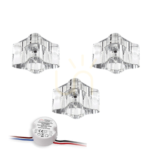 Cristaldream mennyezeti lámpa szett, 3 db G4-es LED-izzóval (max.. 2,3 W), átlátszó üveg, tápegységgel, 8 cm small 0