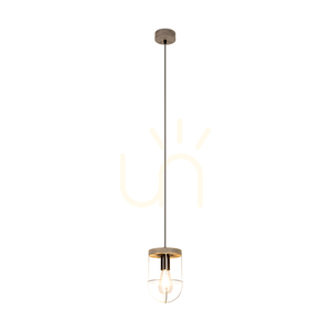 Netuno függesztett lámpa, 1xE27, max.. 60 W-os, pácolt fenyő, szürke/fekete fém, fekete PVC-kábel, ezüst fém lámpaernyő, Ø 15 cm small 1