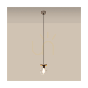 Netuno függesztett lámpa, 1xE27, max.. 60 W-os, pácolt fenyő, szürke/fekete fém, fekete PVC-kábel, ezüst fém lámpaernyő, Ø 15 cm small 2