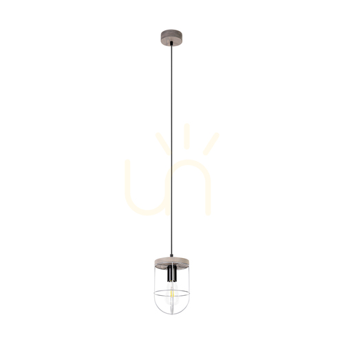 Jelölje be Netuno függesztett lámpa, 1xE27, max.. 60 W-os, pácolt fenyő, szürke/fekete fém, fekete PVC-kábel, ezüst fém lámpaernyő, Ø 15 cm