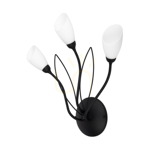 Gloriosa fali lámpa, 3xG9, Max. 6 W-os LED, fekete fém/fehér üveg lámpaernyő, 46 cm small 0