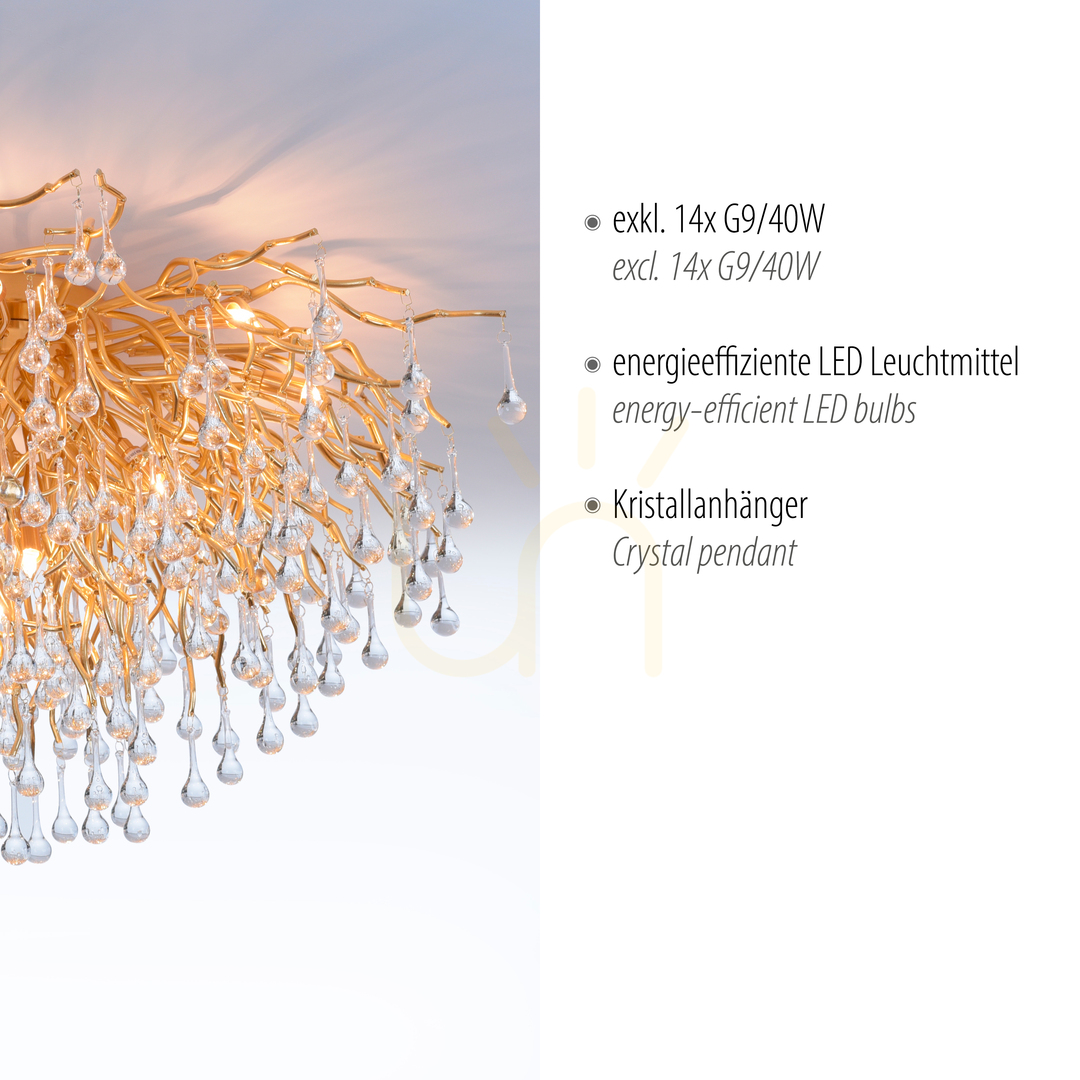 Kijelző ICICLE 8092-11 mennyezeti lámpa, sárgaréz, 14xG9 ICICLE 8092-11 mennyezeti lámpa, sárgaréz, 14xG9