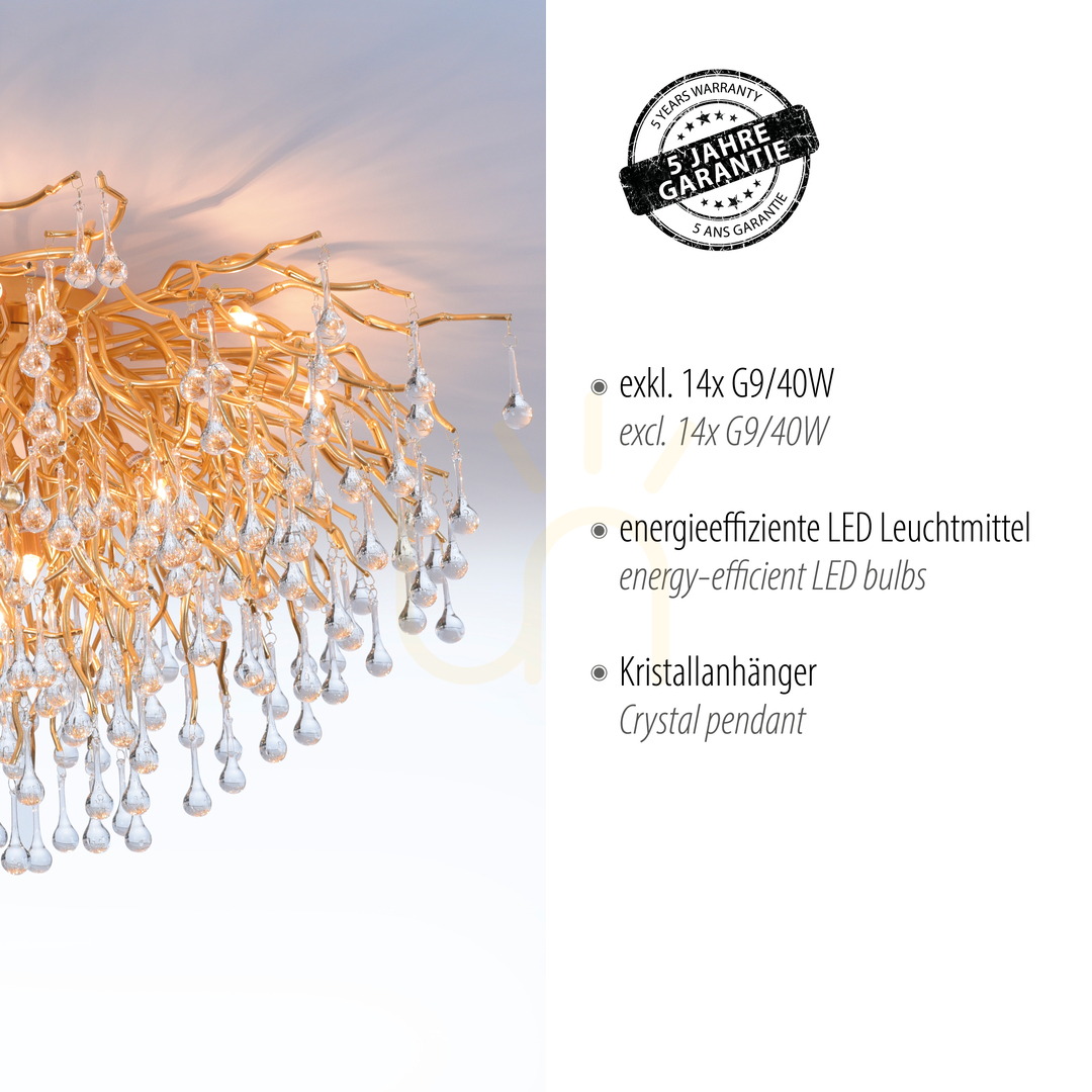 Előadás ICICLE 8092-11 mennyezeti lámpa, sárgaréz, 14xG9 ICICLE 8092-11 mennyezeti lámpa, sárgaréz, 14xG9