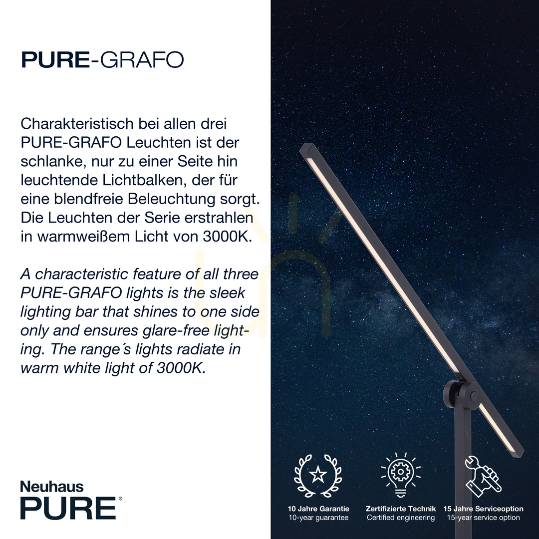 Kijelző PURE-GRAFO 4407-18 asztali lámpa, fekete, 1xLED PURE-GRAFO 4407-18 asztali lámpa, fekete, 1xLED