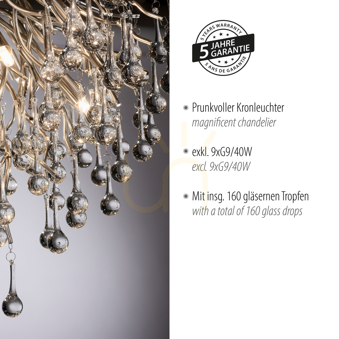 Előadás ICICLE 8091-55 ezüst mennyezeti lámpa, 9xG9 ICICLE 8091-55 ezüst mennyezeti lámpa, 9xG9