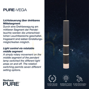 Paul Neuhaus PURE-VEGA 2211-18 fekete LED függőlámpa, 3000 K small 3