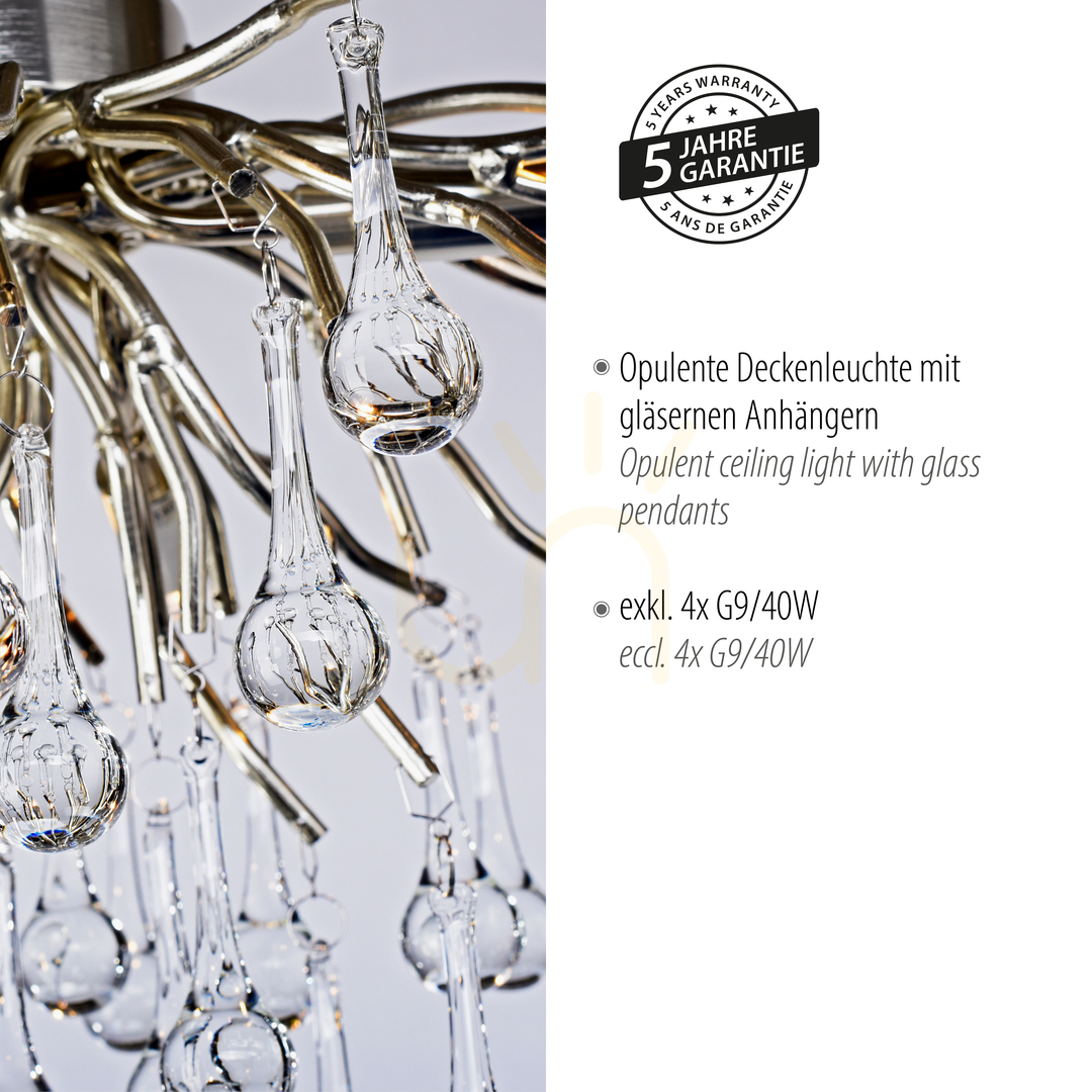 Előadás ICICLE 8090-55 ezüst mennyezeti lámpa, 4xG9 ICICLE 8090-55 ezüst mennyezeti lámpa, 4xG9