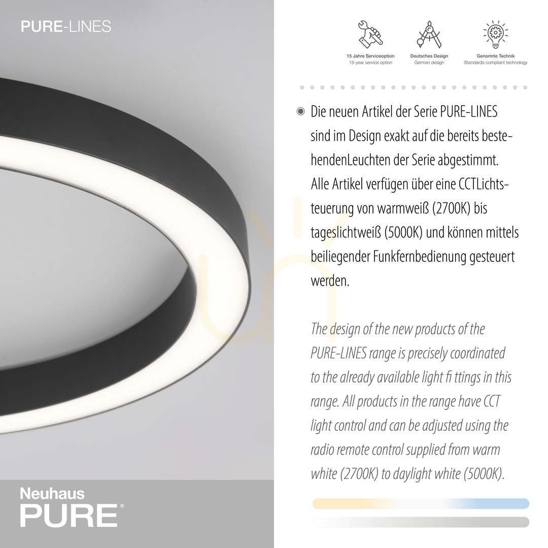 Kijelző PURE-LINES 6309-13 mennyezeti lámpa, antracit, 1xLED PURE-LINES 6309-13 mennyezeti lámpa, antracit, 1xLED