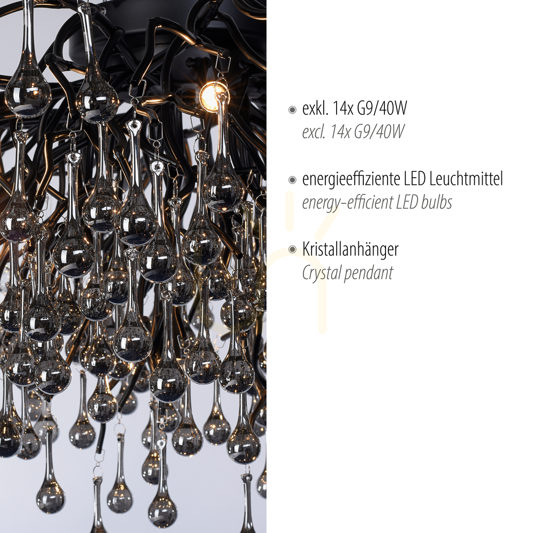 Kijelző ICICLE 8092-18 mennyezeti lámpa, fekete, 14xG9 ICICLE 8092-18 mennyezeti lámpa, fekete, 14xG9