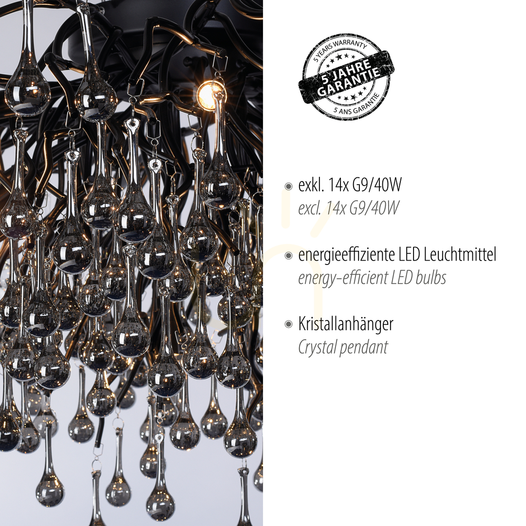Előadás ICICLE 8092-18 mennyezeti lámpa, fekete, 14xG9 ICICLE 8092-18 mennyezeti lámpa, fekete, 14xG9