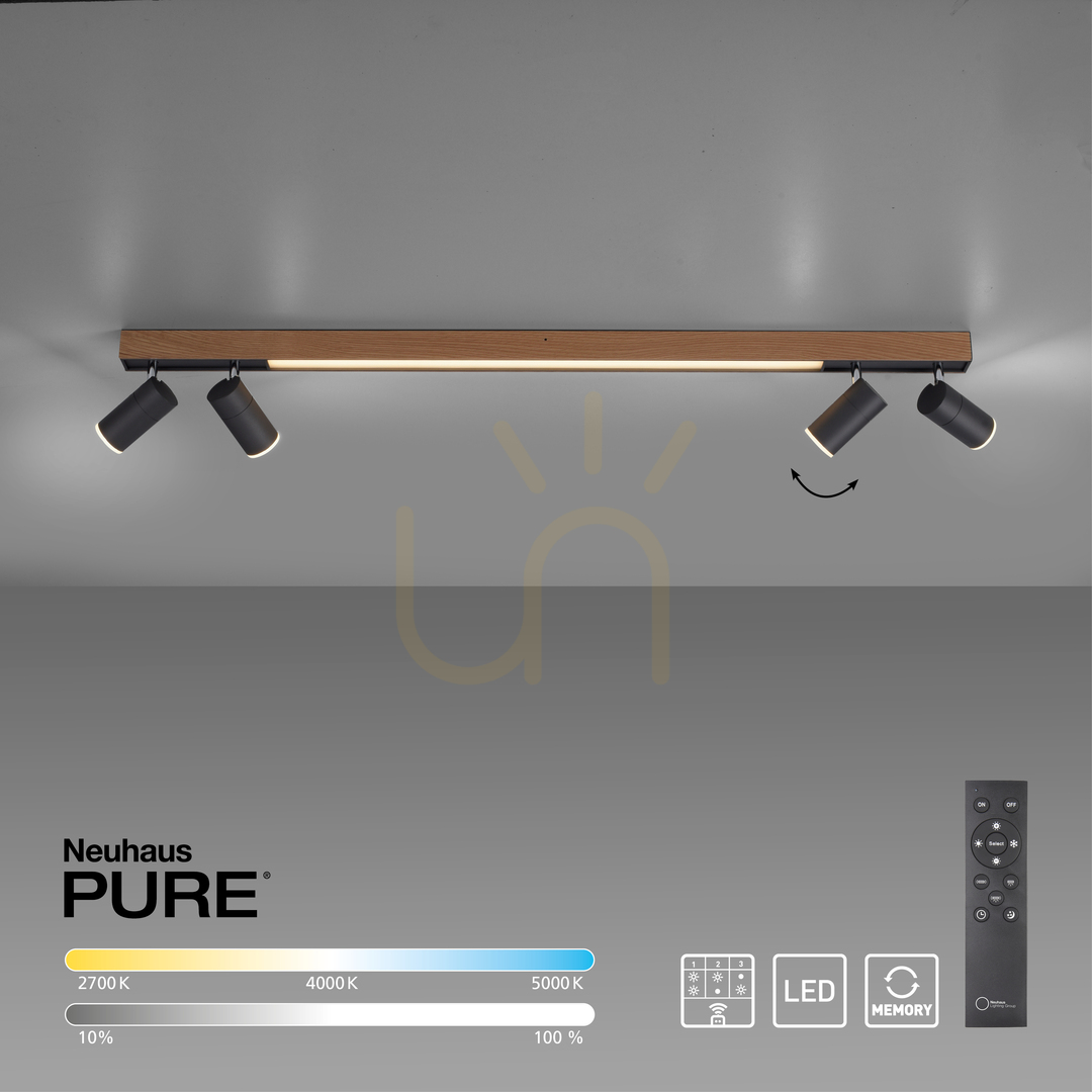 Kijelző PURE-LINES 6121-79 mennyezeti lámpa, fa hatású kivitel, 5xLED PURE-LINES 6121-79 mennyezeti lámpa, fa hatású kivitel, 5xLED