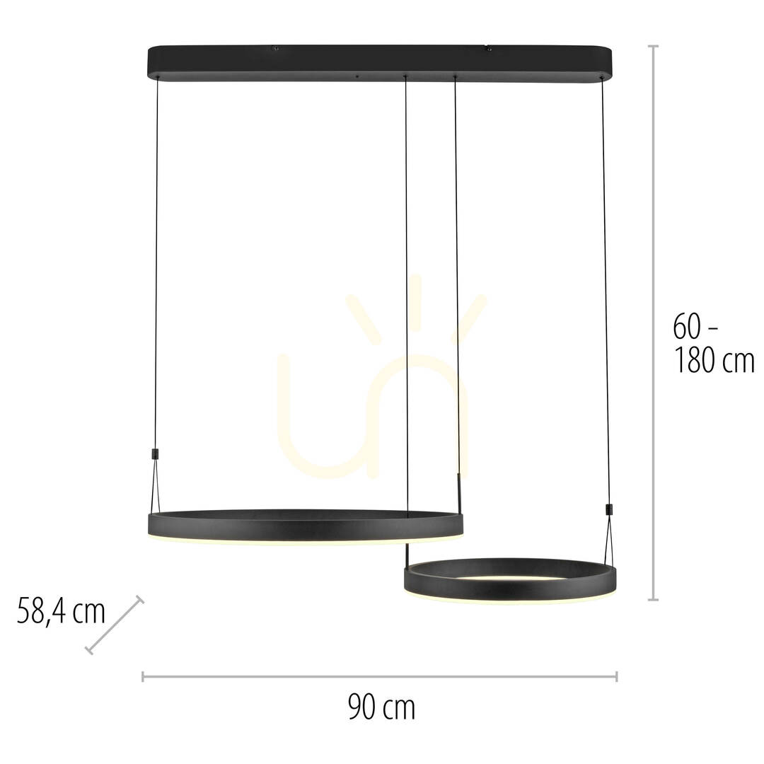 Kijelző ESKO 2360-18 Fekete 2xLED függesztett lámpa ESKO 2360-18 Fekete 2xLED függesztett lámpa