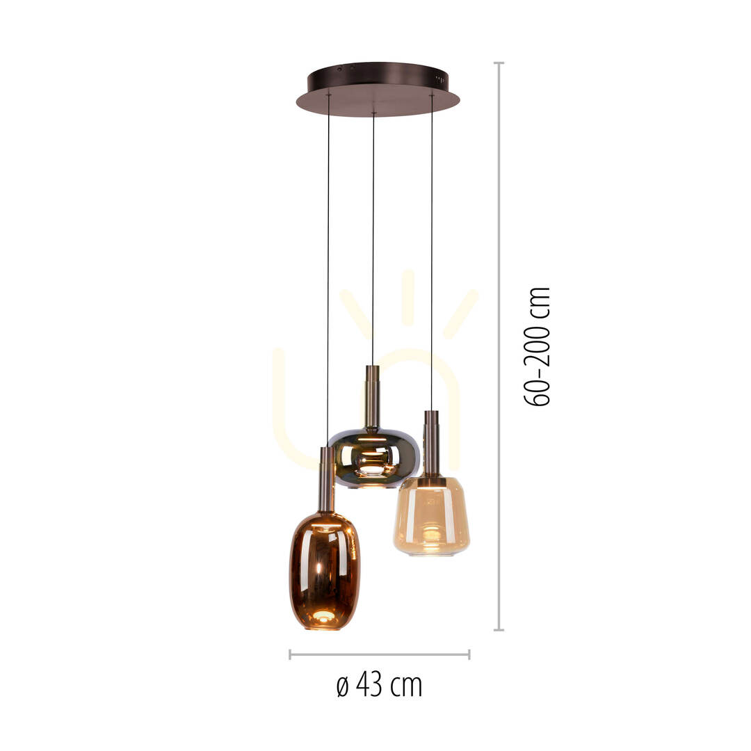 Kijelző IRIDES 2679-70 Többszínű, 3xLED-es függesztett lámpa IRIDES 2679-70 Többszínű, 3xLED-es függesztett lámpa
