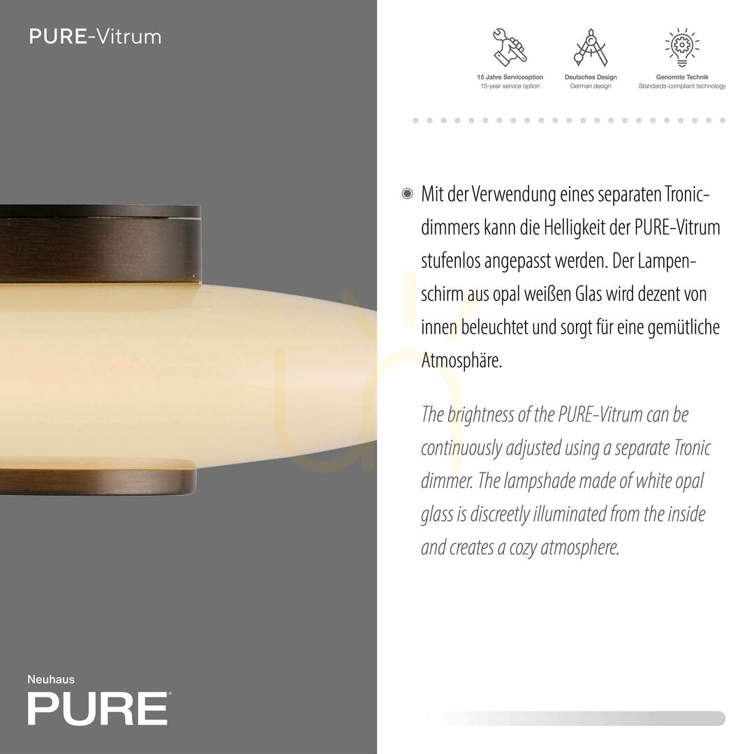 Kijelző PURE VITRUM 6082-34 barna fali lámpa, 1xLED PURE VITRUM 6082-34 barna fali lámpa, 1xLED