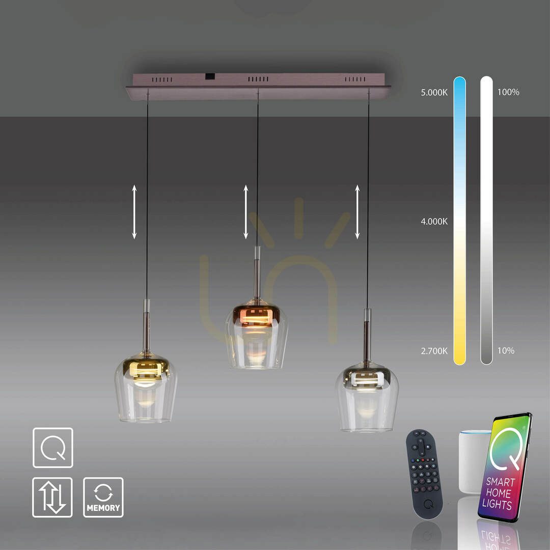 Előnézet Q-KON 2742-70 Többszínű, 3 LED-es függesztett lámpa Q-KON 2742-70 Többszínű, 3 LED-es függesztett lámpa