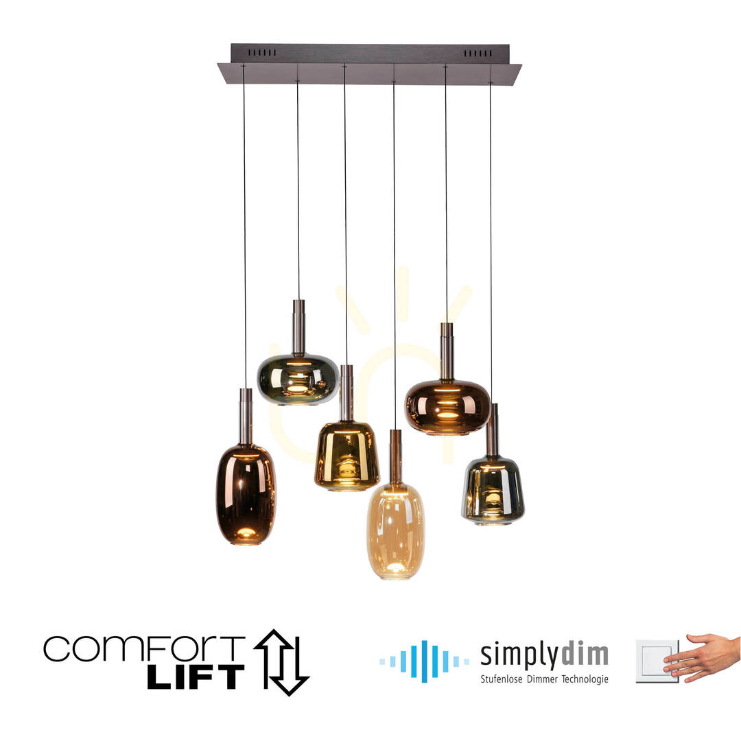 Kilátás IRIDES 2681-70 Többszínű, 6 LED-es függesztett lámpa IRIDES 2681-70 Többszínű, 6 LED-es függesztett lámpa