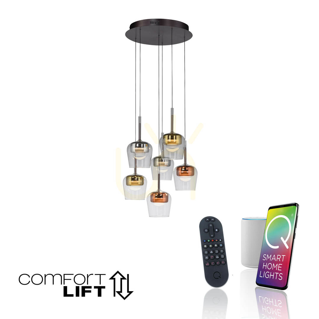 Kilátás Q-KON 2744-70 Többszínű, 6 LED-es függesztett lámpa Q-KON 2744-70 Többszínű, 6 LED-es függesztett lámpa