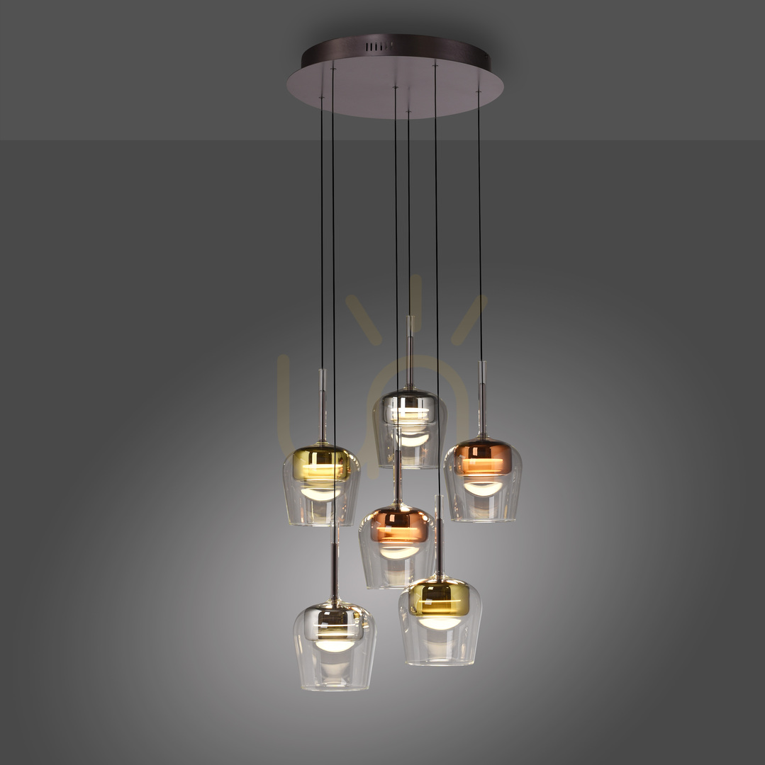 Kijelző Q-KON 2744-70 Többszínű, 6 LED-es függesztett lámpa Q-KON 2744-70 Többszínű, 6 LED-es függesztett lámpa