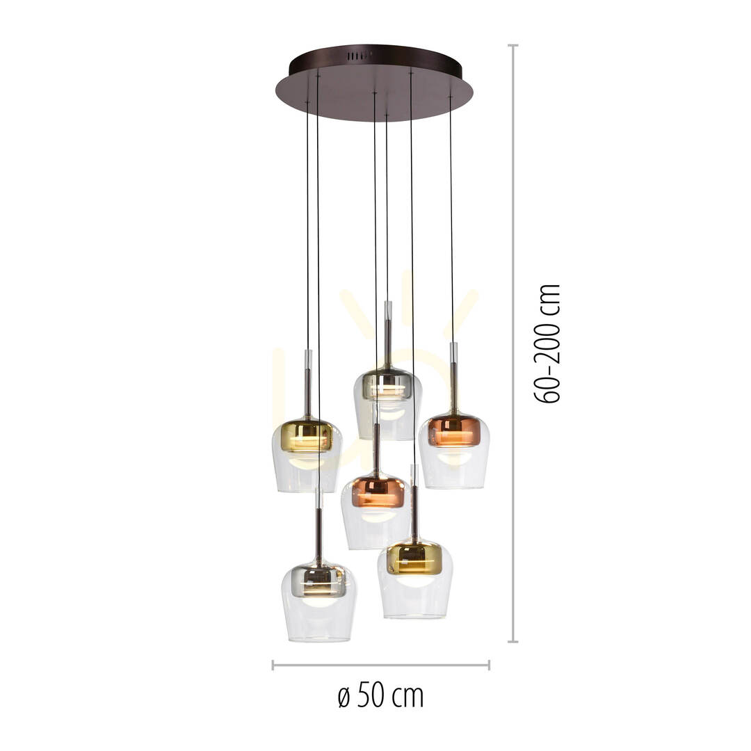 Kijelző Q-KON 2744-70 Többszínű, 6 LED-es függesztett lámpa Q-KON 2744-70 Többszínű, 6 LED-es függesztett lámpa