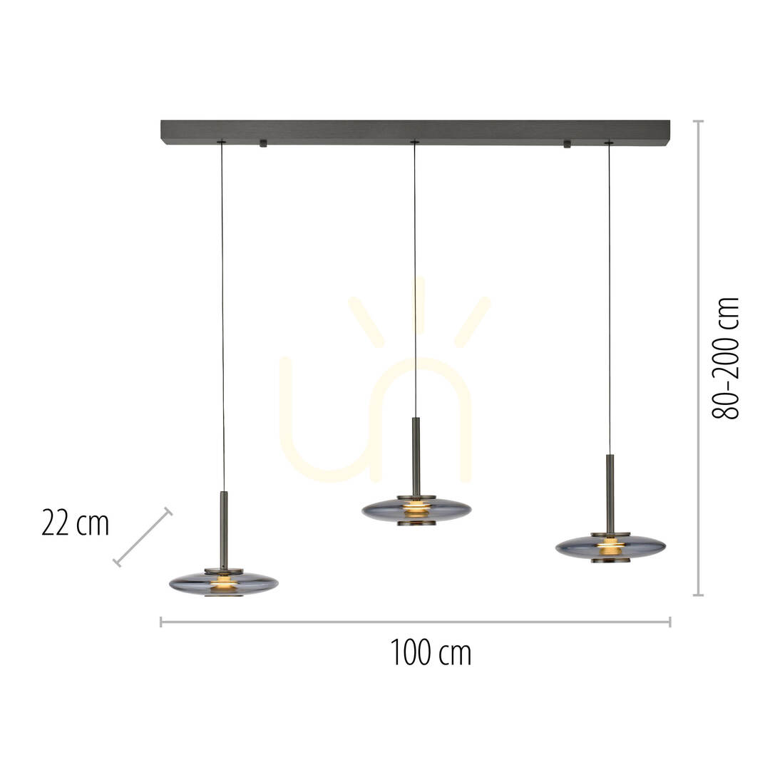 Kijelző PURE VITRUM 2083-15 szürke, 6 LED-es függesztett lámpa PURE VITRUM 2083-15 szürke, 6 LED-es függesztett lámpa
