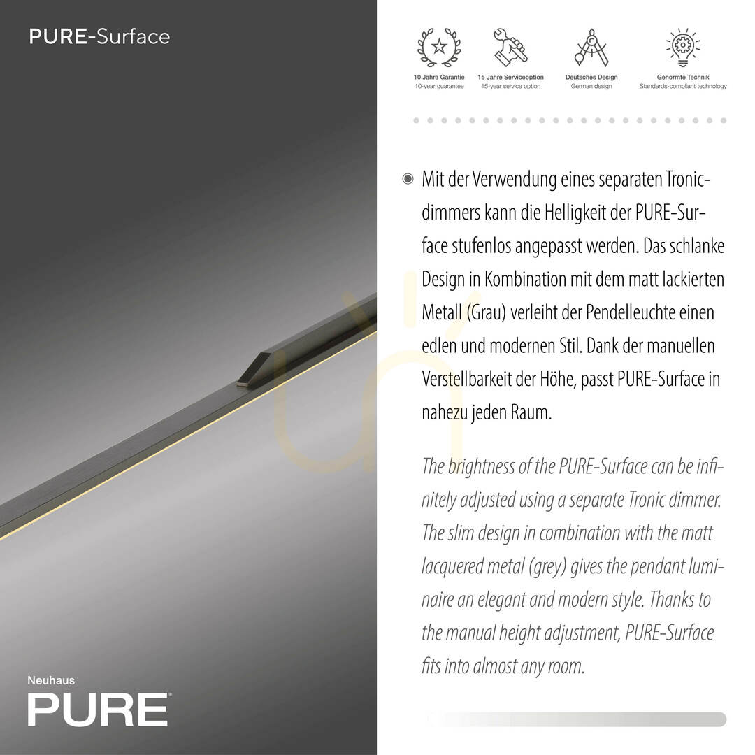 Előadás PURE SURFACE 2302-15 szürke, 1xLED-es függesztett lámpa PURE SURFACE 2302-15 szürke, 1xLED-es függesztett lámpa