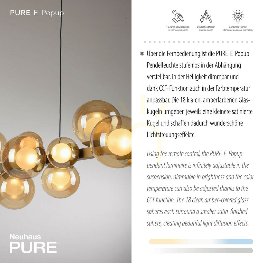 Kijelző PURE E-POPUP 2557-97 Arany 18xLED függesztett lámpa PURE E-POPUP 2557-97 Arany 18xLED függesztett lámpa