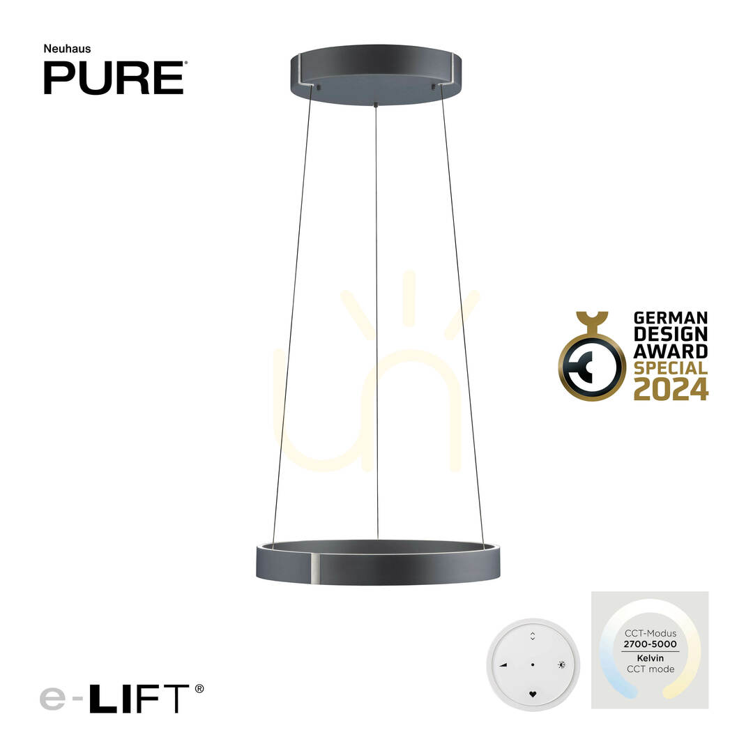 Kilátás PURE E-CLIPSE 2560-15 szürke, 2xLED-es függesztett lámpa PURE E-CLIPSE 2560-15 szürke, 2xLED-es függesztett lámpa