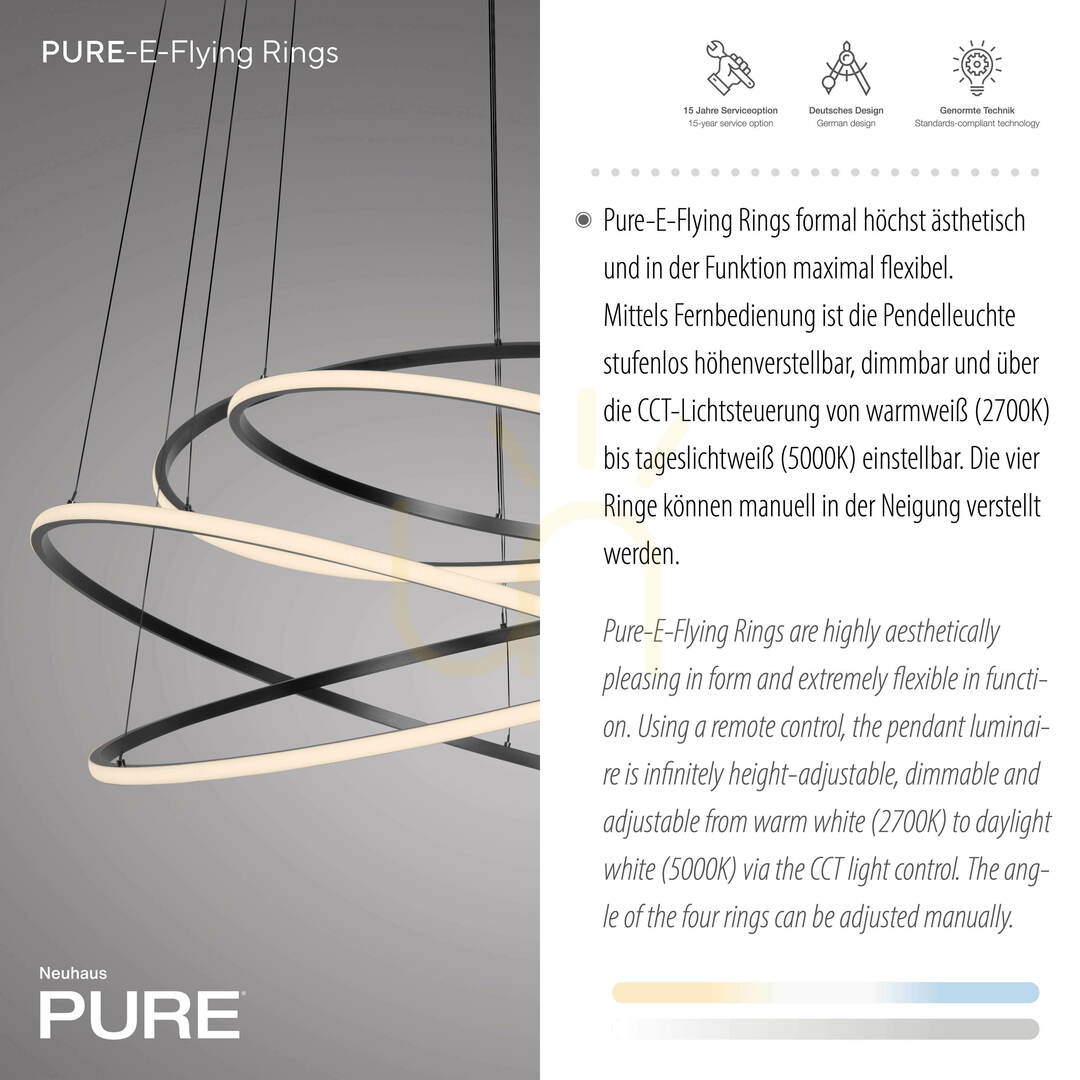 Kijelző PURE E-FLYING RINGS 2566-15 szürke, 1xLED-es függesztett lámpa PURE E-FLYING RINGS 2566-15 szürke, 1xLED-es függesztett lámpa