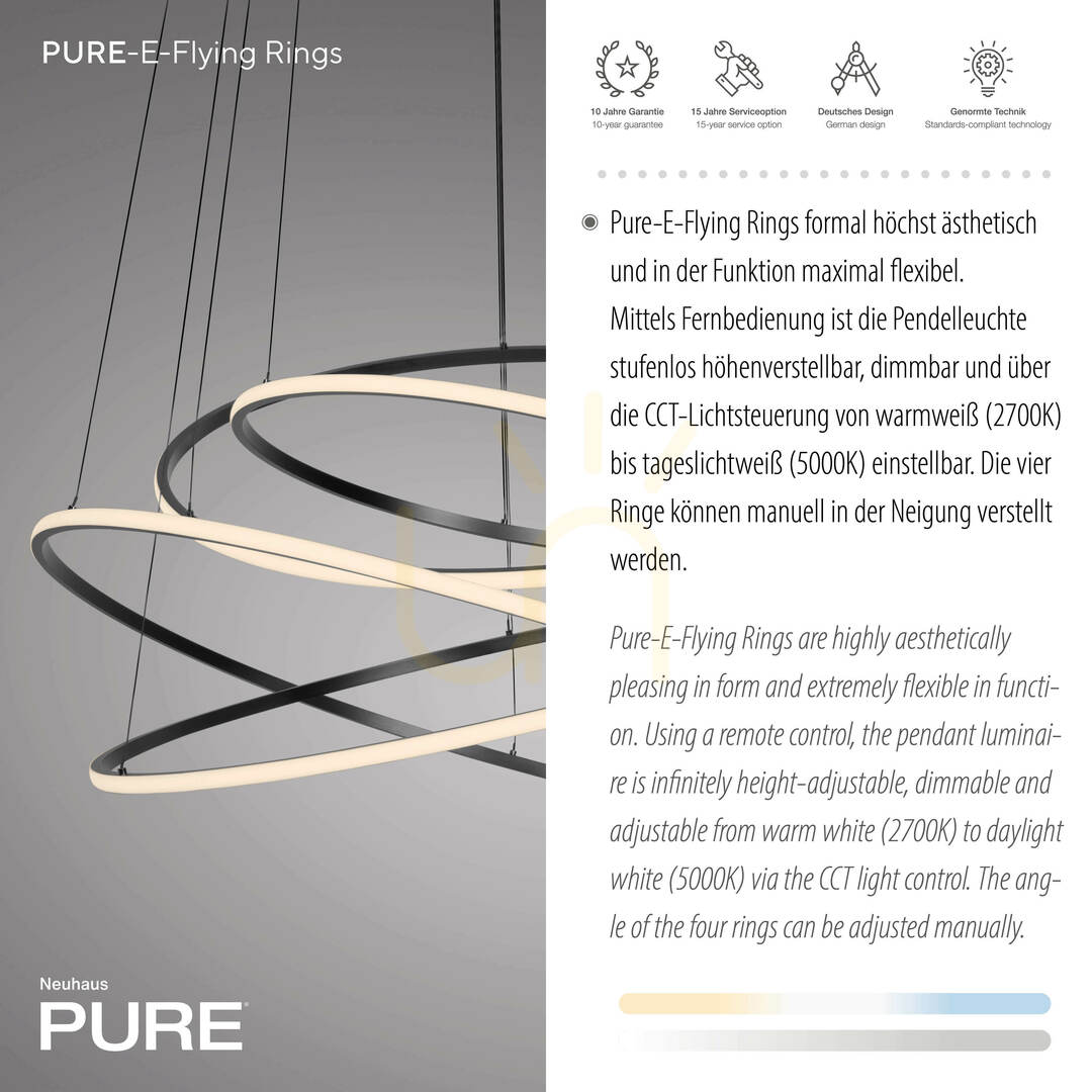 Előadás PURE E-FLYING RINGS 2566-15 szürke, 1xLED-es függesztett lámpa PURE E-FLYING RINGS 2566-15 szürke, 1xLED-es függesztett lámpa