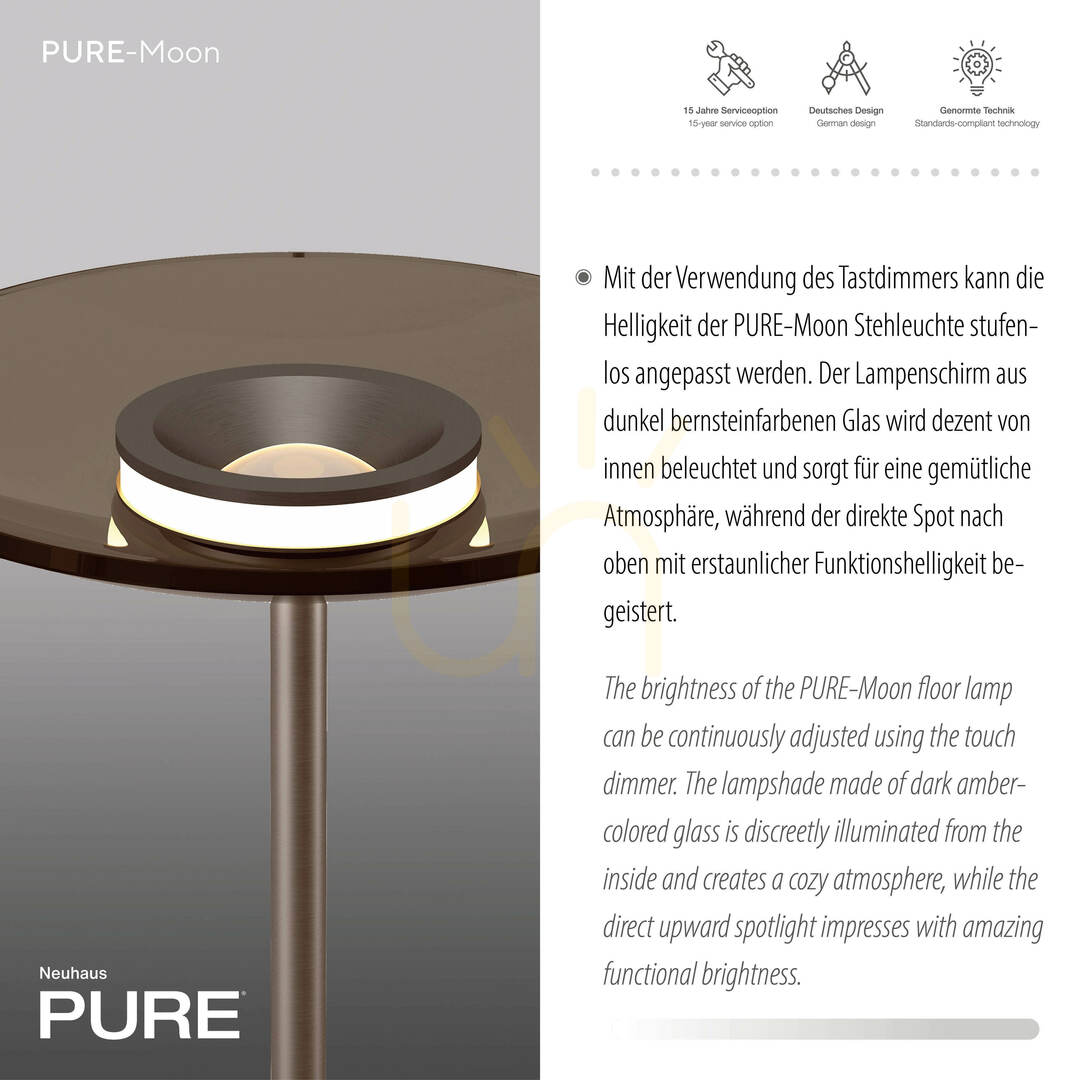 Kijelző PURE MOON 594-97 állólámpa, barna, 2xLED PURE MOON 594-97 állólámpa, barna, 2xLED