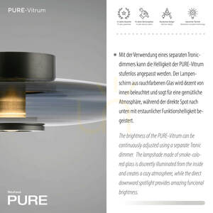 PURE VITRUM 6083-15 mennyezeti lámpa, szürke, 2xLED small 4