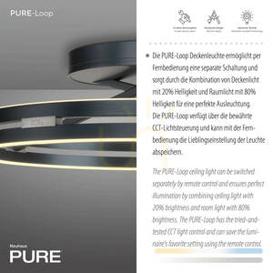PURE LOOP 6552-15 mennyezeti lámpa, szürke, 2xLED small 3