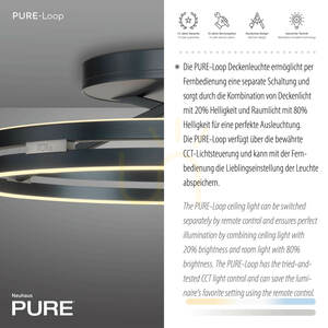 PURE LOOP 6552-15 mennyezeti lámpa, szürke, 2xLED small 4
