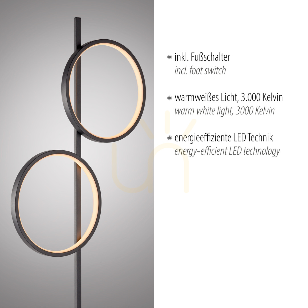 Kijelző MINI RITUS 15396-18 állólámpa, fekete, 2xLED MINI RITUS 15396-18 állólámpa, fekete, 2xLED