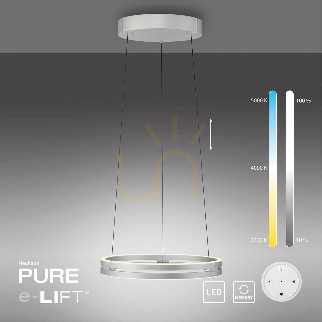 Kilátás PURE E-LOOP 2550-95 ezüst színű, 2xLED-es függesztett lámpa PURE E-LOOP 2550-95 ezüst színű, 2xLED-es függesztett lámpa
