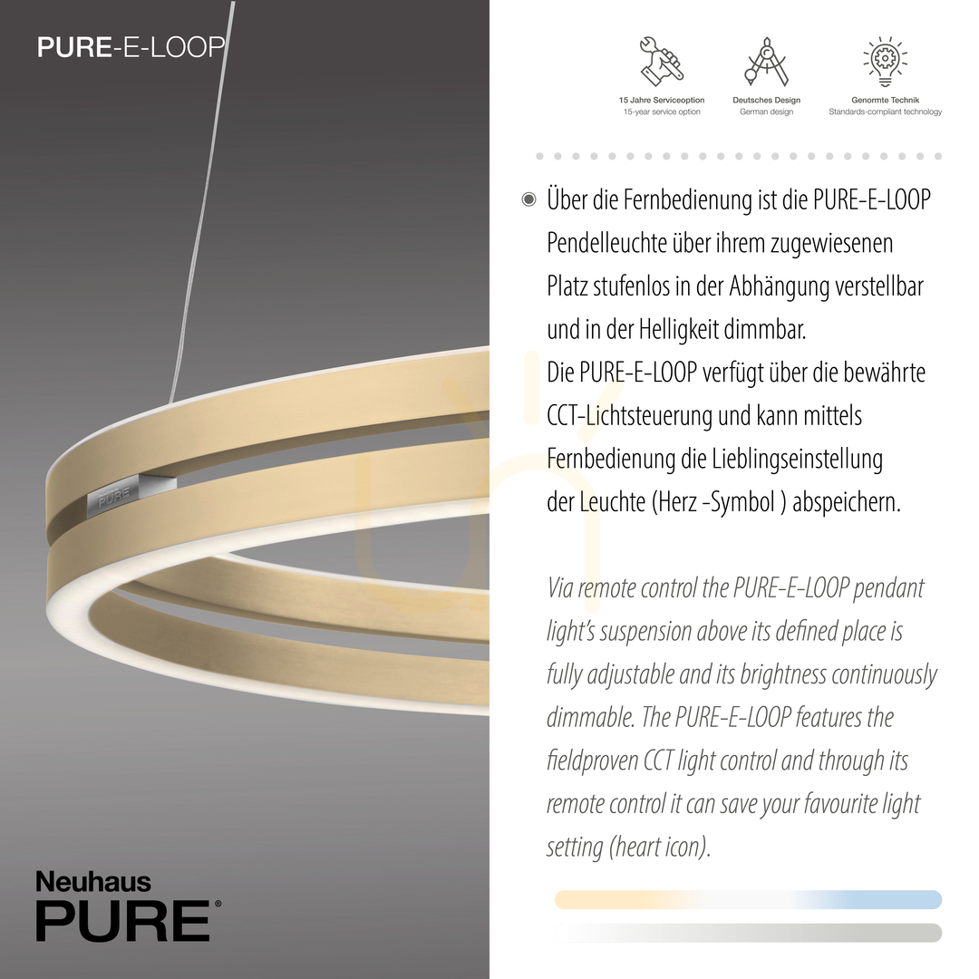 Kijelző PUREE-LOOP 2551-60 sárgaréz 2xLED függesztett lámpa PUREE-LOOP 2551-60 sárgaréz 2xLED függesztett lámpa