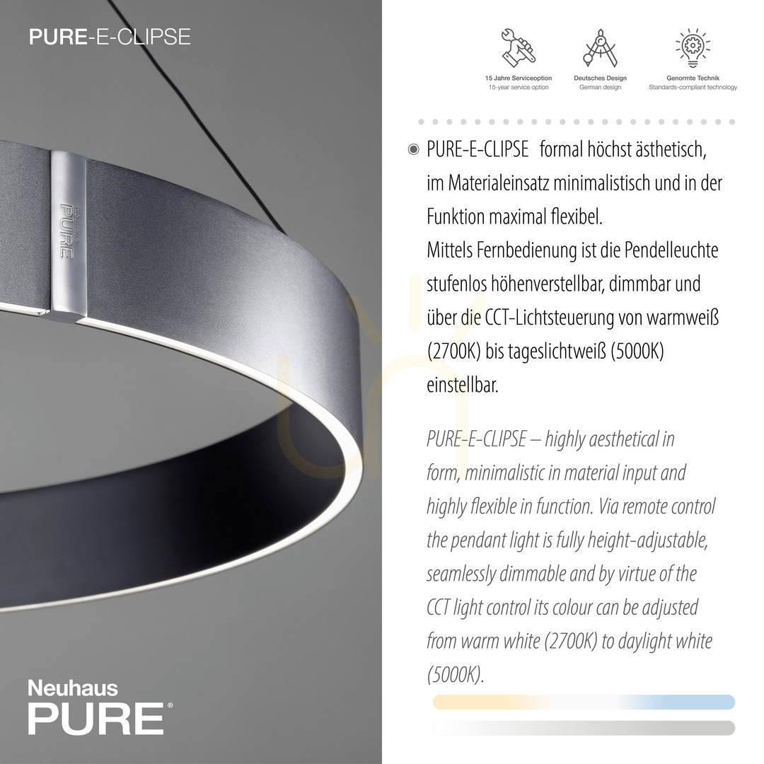 Kijelző PURE E-CLIPSE 2561-15 szürke, 2xLED-es függesztett lámpa PURE E-CLIPSE 2561-15 szürke, 2xLED-es függesztett lámpa