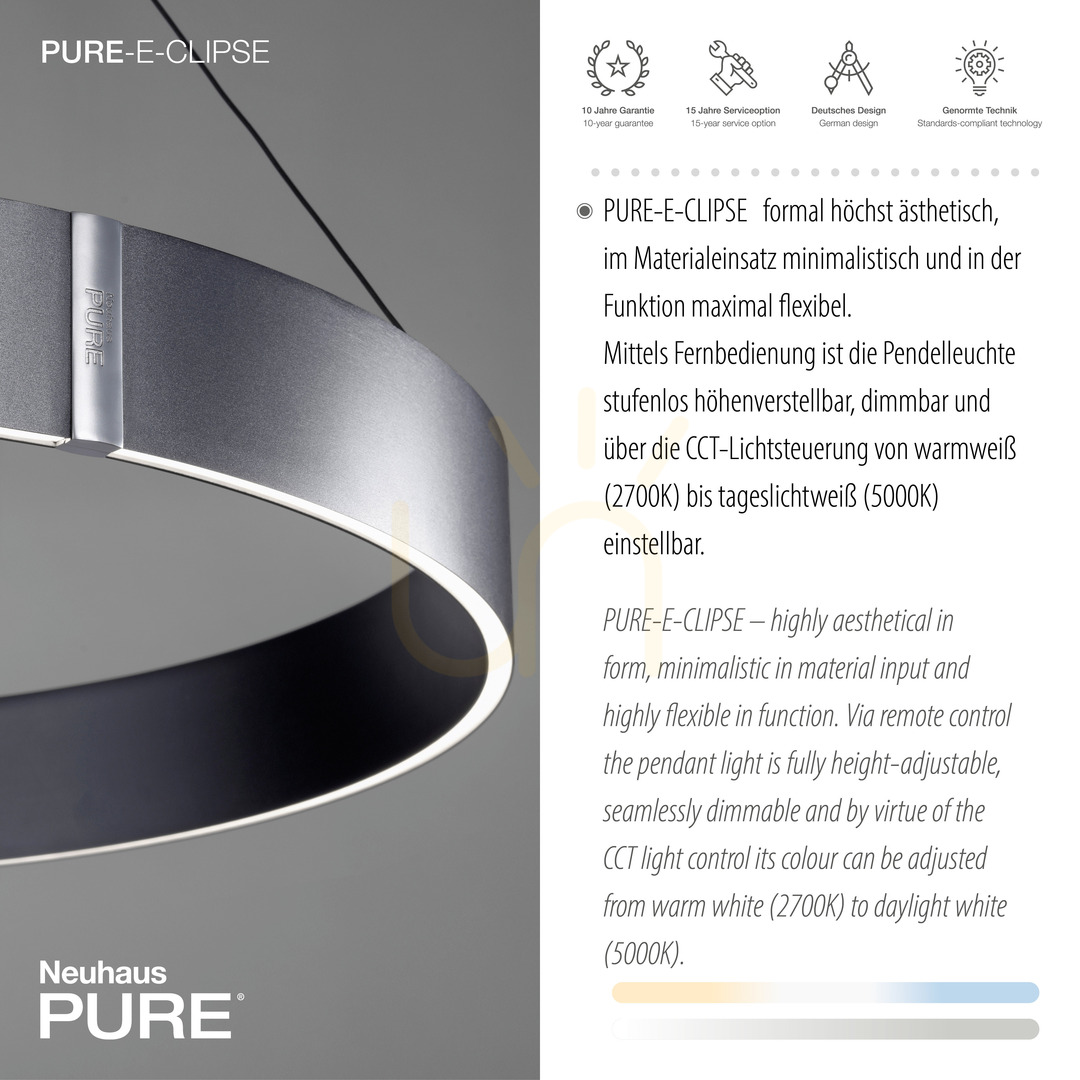 Előadás PURE E-CLIPSE 2561-15 szürke, 2xLED-es függesztett lámpa PURE E-CLIPSE 2561-15 szürke, 2xLED-es függesztett lámpa