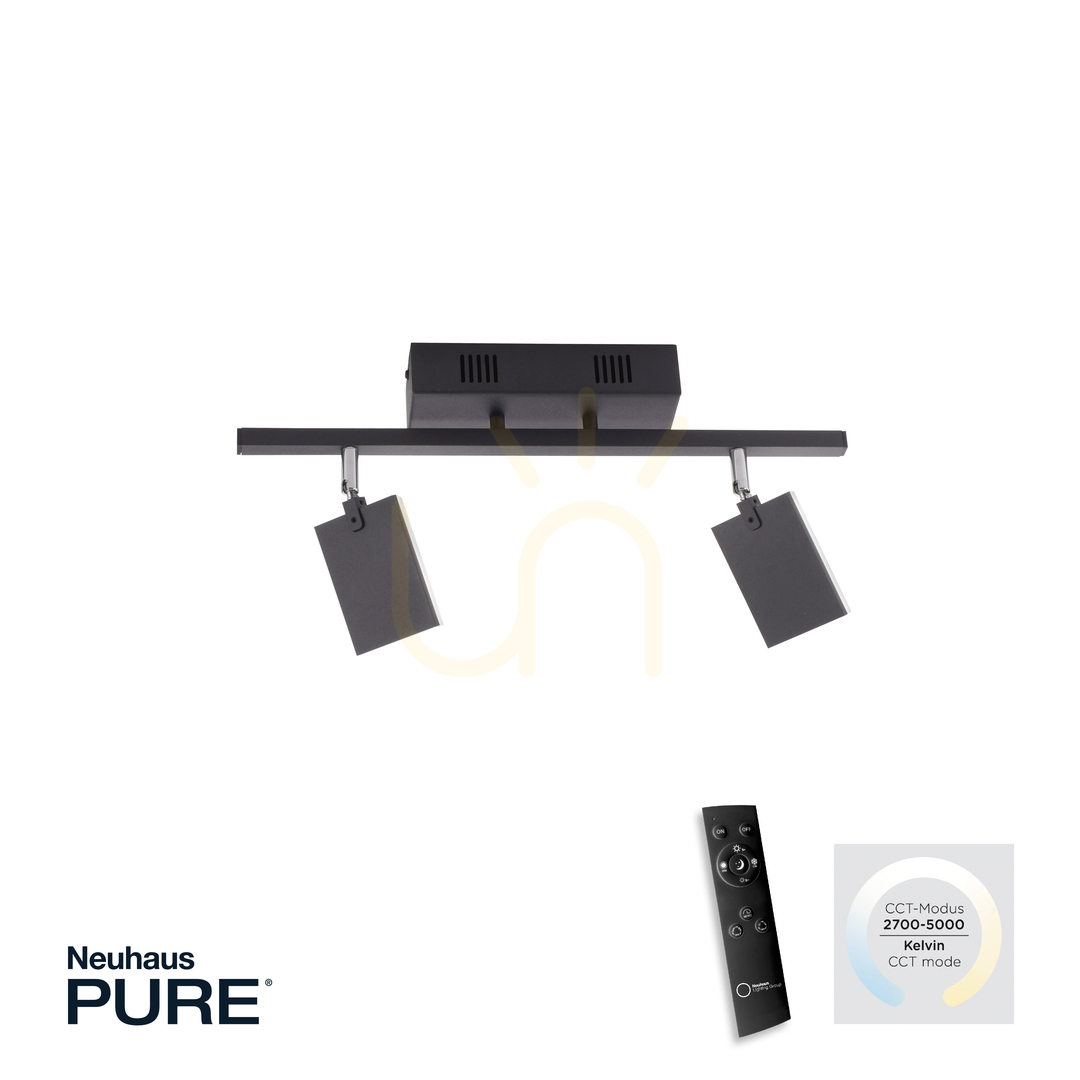 Kilátás PURE-MIRA 6354-18 Fekete, 2xLED-es mennyezeti lámpa PURE-MIRA 6354-18 Fekete, 2xLED-es mennyezeti lámpa