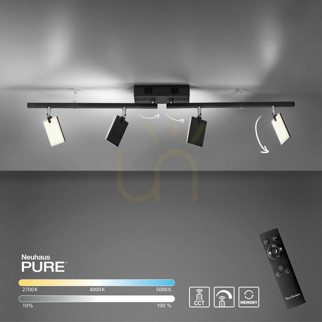 Jelölje be PURE-MIRA 6356-18 fekete, 4 LED-es mennyezeti lámpa PURE-MIRA 6356-18 fekete, 4 LED-es mennyezeti lámpa