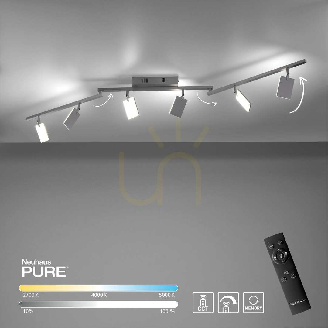 Jelölje be PURE-MIRA 6358-95 ezüst színű, 6xLED-es mennyezeti lámpa PURE-MIRA 6358-95 ezüst színű, 6xLED-es mennyezeti lámpa