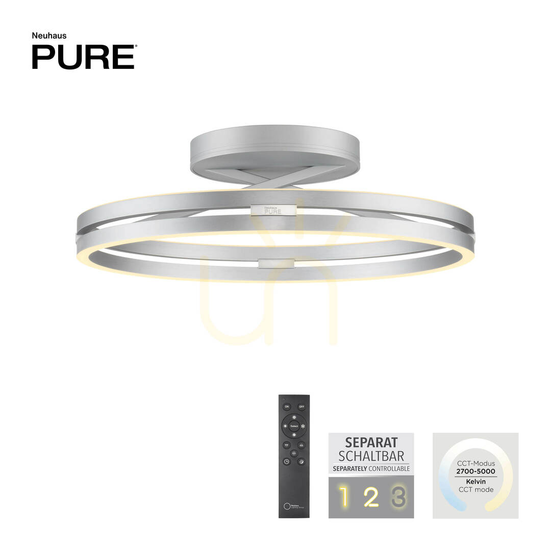 Kilátás PURE LOOP 6552-95 ezüst mennyezeti lámpa, 2xLED PURE LOOP 6552-95 ezüst mennyezeti lámpa, 2xLED