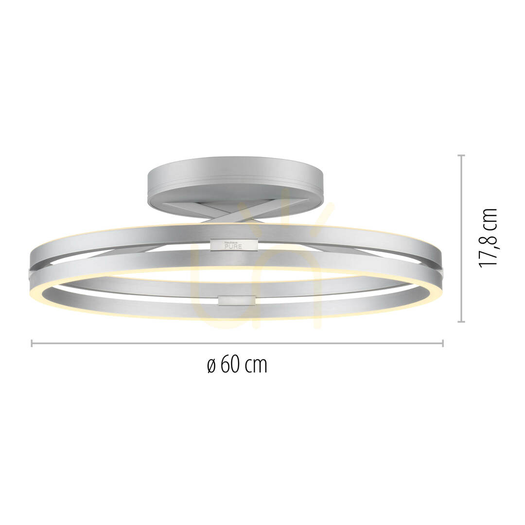 Kijelző PURE LOOP 6552-95 ezüst mennyezeti lámpa, 2xLED PURE LOOP 6552-95 ezüst mennyezeti lámpa, 2xLED