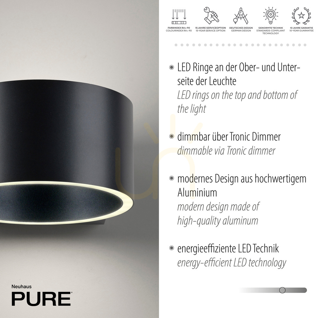 Előadás PURE CLIPSE 8561-15 fali lámpa, szürke, 2xLED PURE CLIPSE 8561-15 fali lámpa, szürke, 2xLED