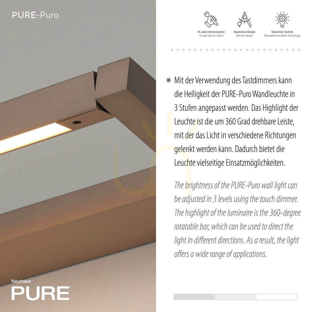 Kijelző PURO 9113-97 barna fali lámpa, 1xLED PURO 9113-97 barna fali lámpa, 1xLED