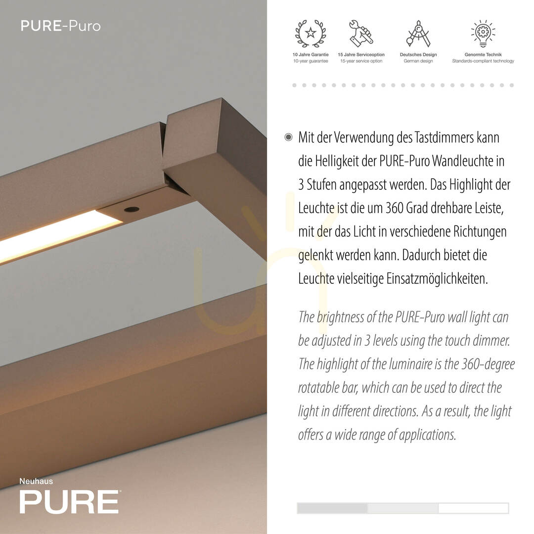 Előadás PURO 9113-97 barna fali lámpa, 1xLED PURO 9113-97 barna fali lámpa, 1xLED