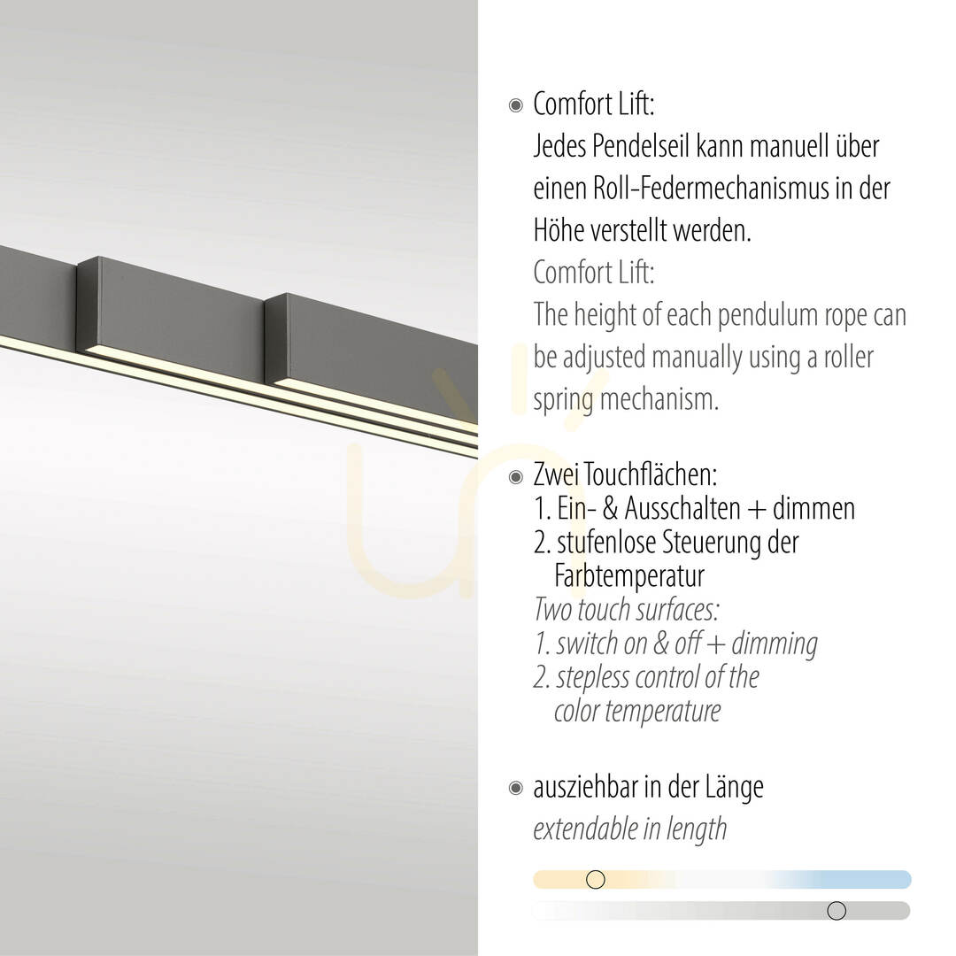 Kijelző ADRIANA COMFORT LIFT 2598-13 antracit 1xLED függesztett lámpa ADRIANA COMFORT LIFT 2598-13 antracit 1xLED függesztett lámpa