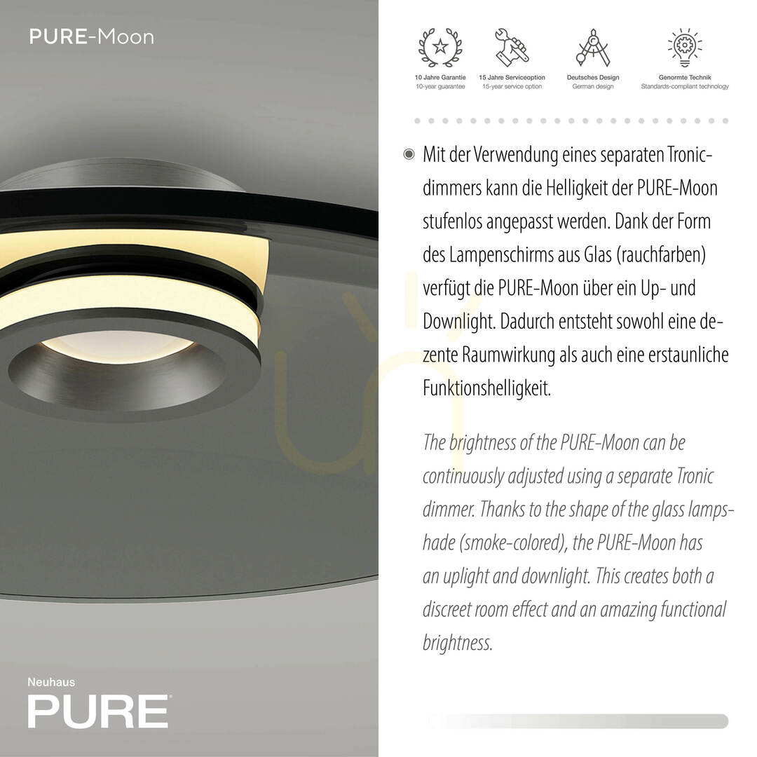 Jelölje be PURE MOON 6095-15 mennyezeti lámpa, szürke, 2xLED PURE MOON 6095-15 mennyezeti lámpa, szürke, 2xLED