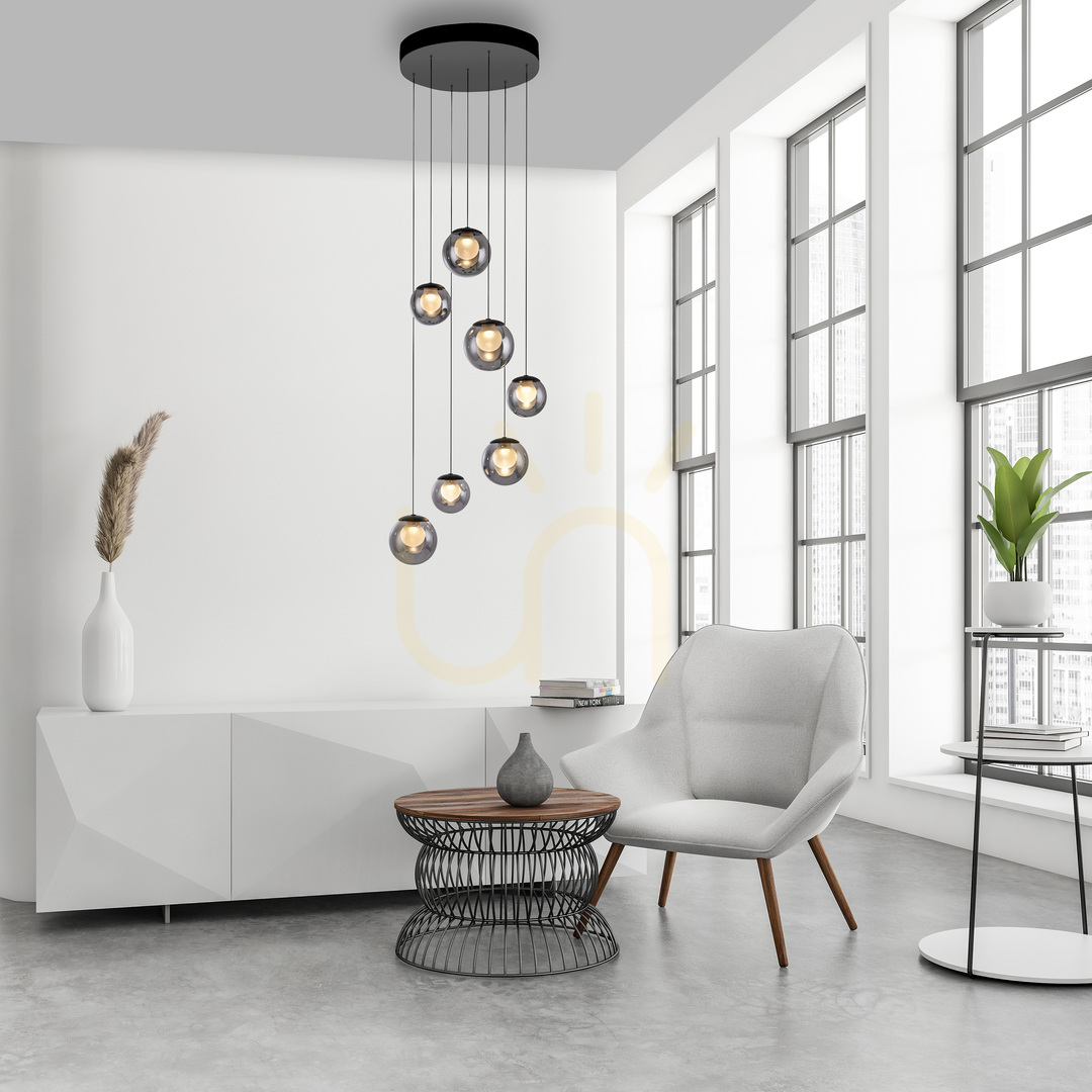 Kilátás PURE POPUP 2587-15 szürke, 7 LED-es függesztett lámpa PURE POPUP 2587-15 szürke, 7 LED-es függesztett lámpa